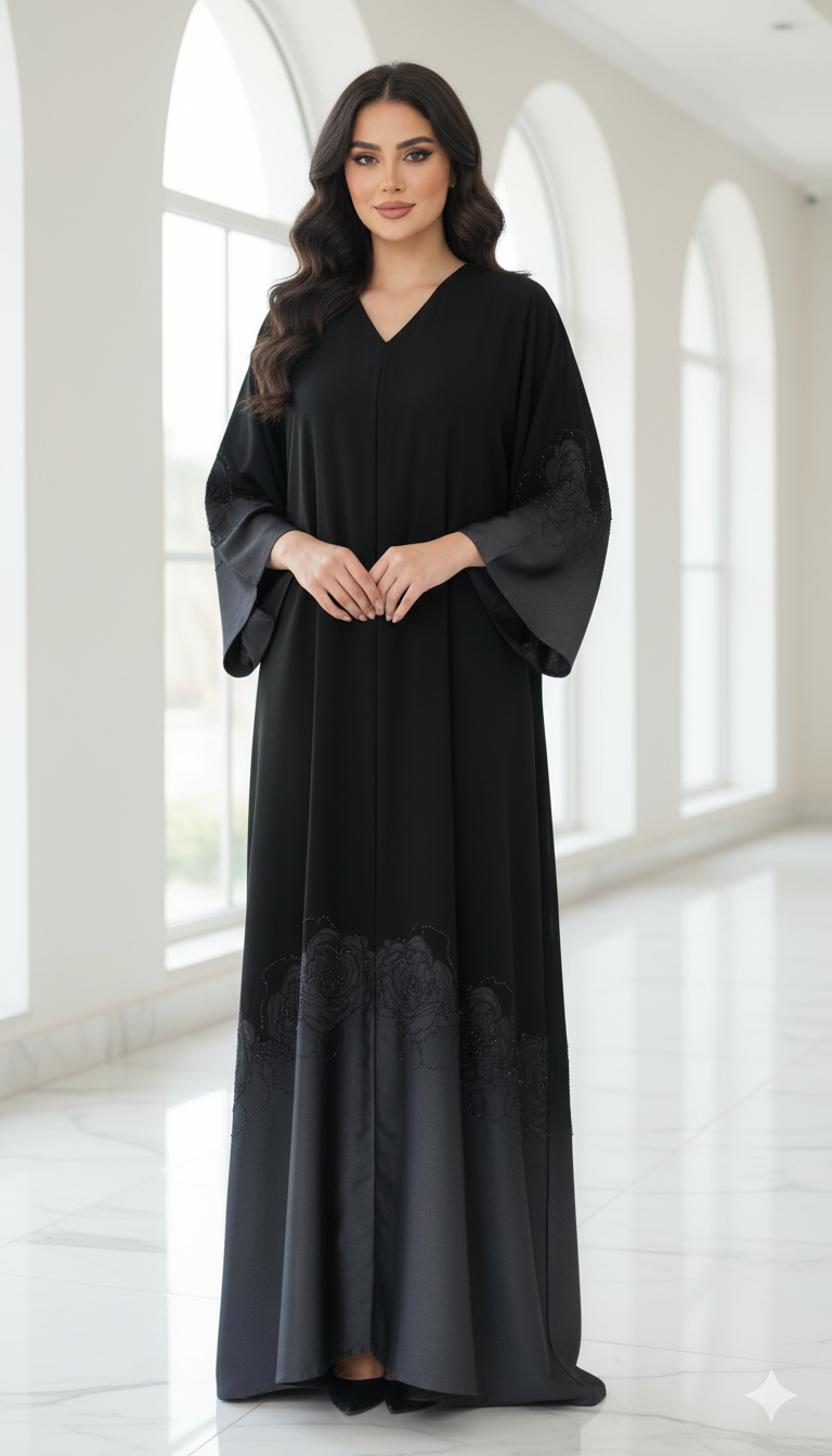 Embroidered Black Abaya