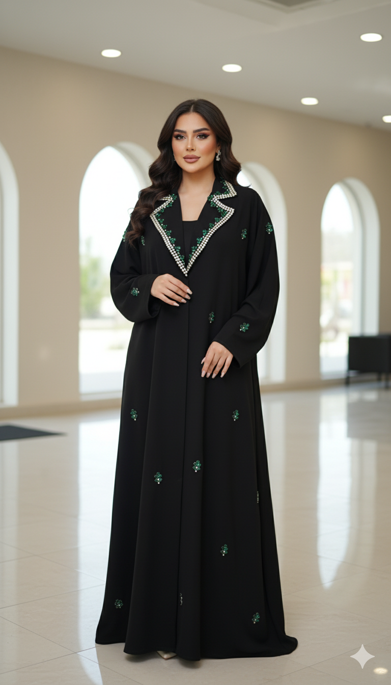 Green beaded abaya