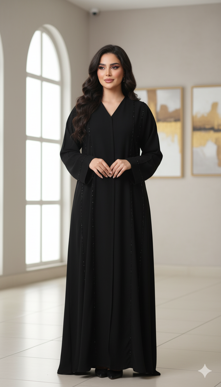 Embroidered Black Abaya