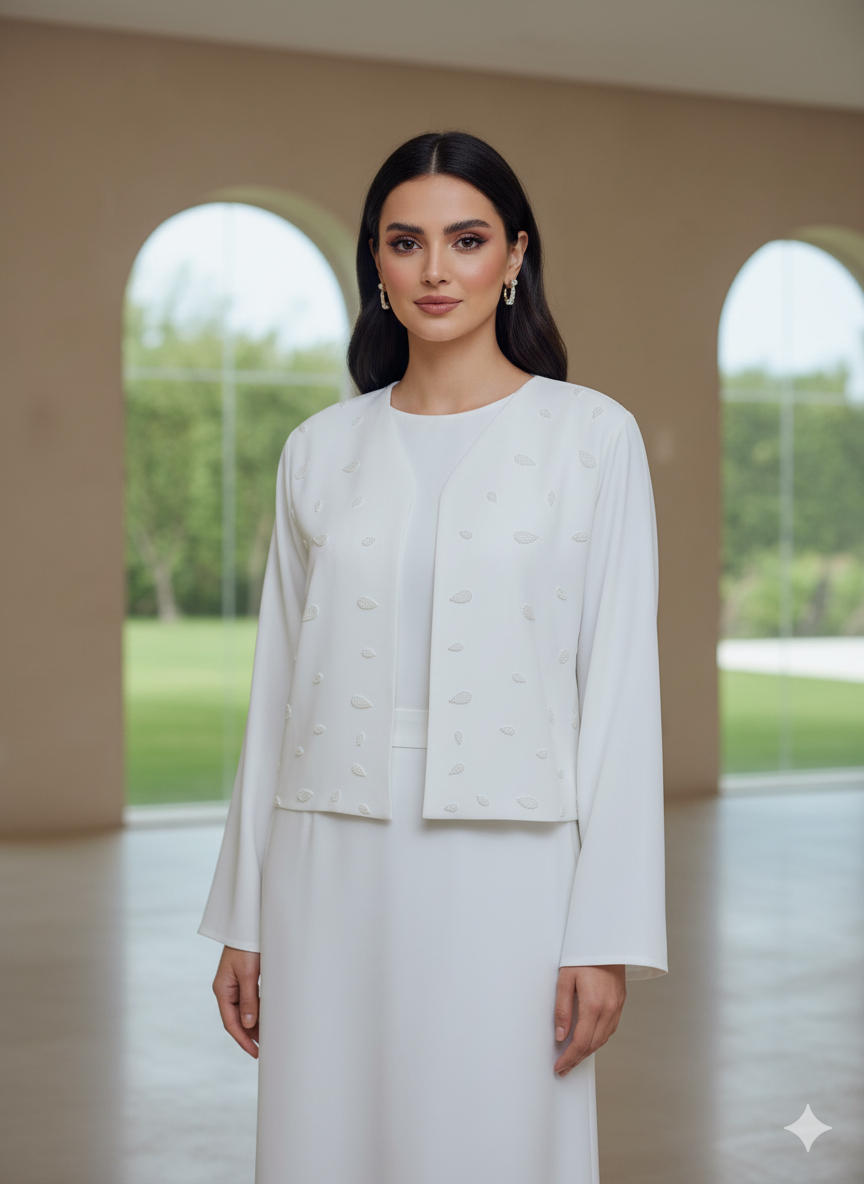 White two piece abaya