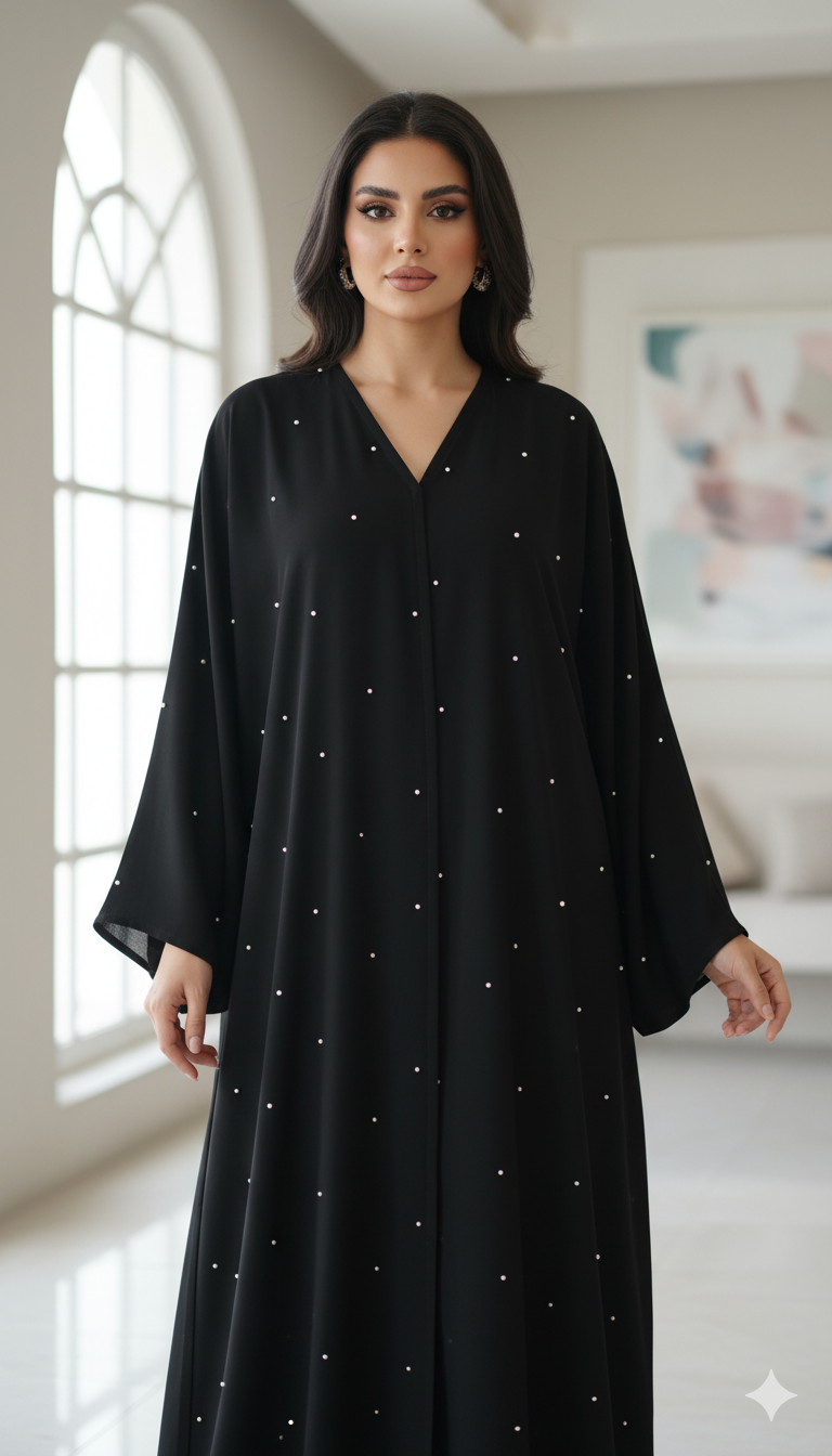 Embroidered Black Abaya