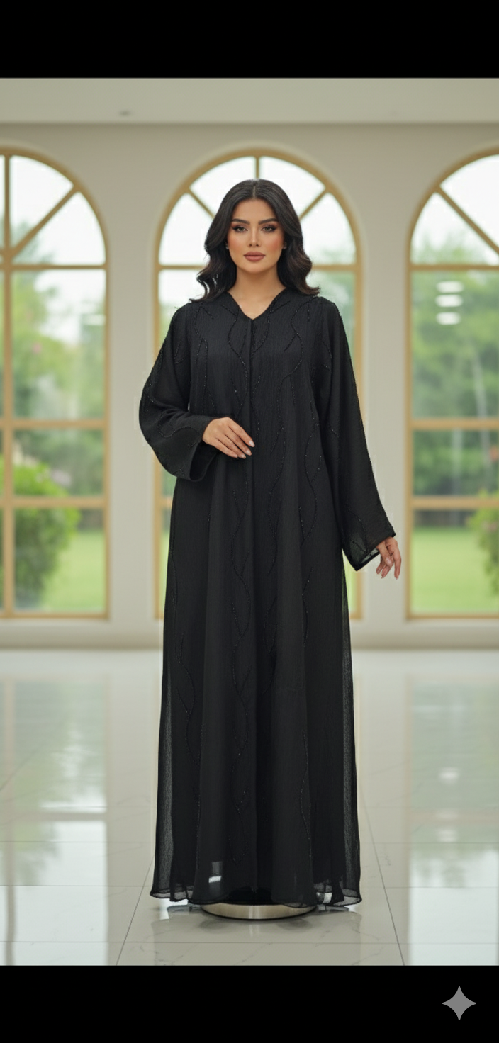 Black lined abaya