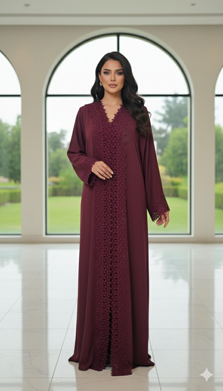 berry red abaya