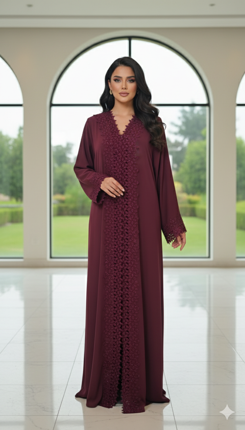 berry red abaya