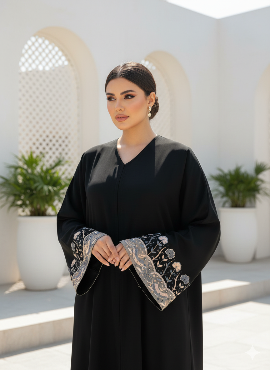 Embroidered Black Abaya