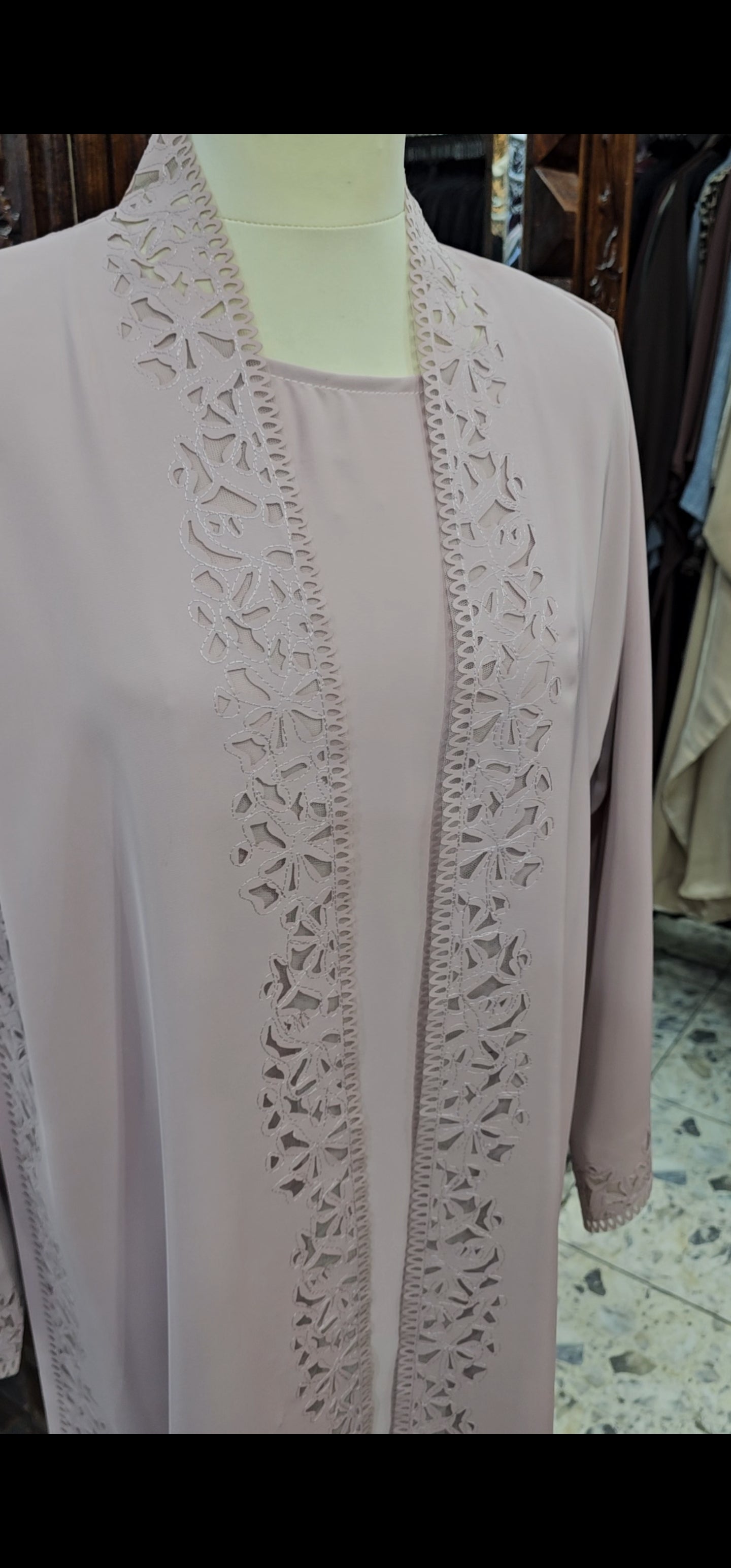 Rose laser cut abaya