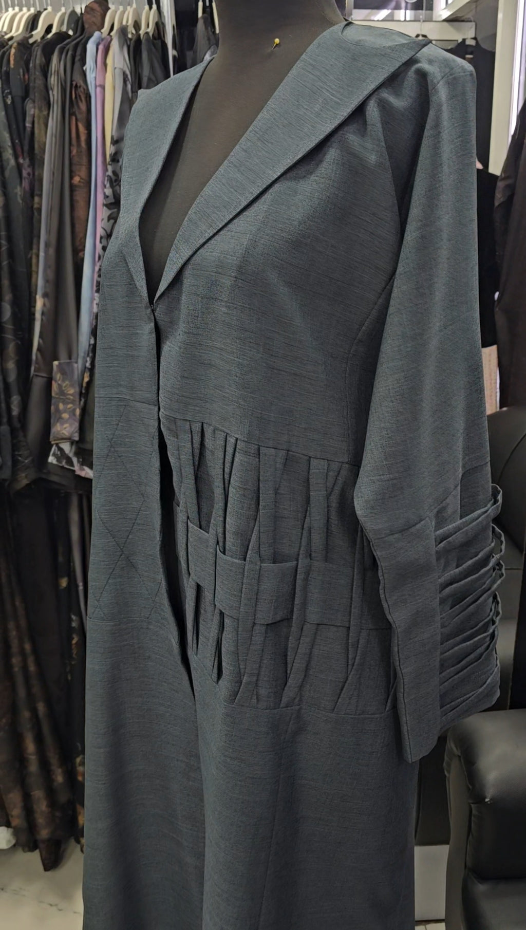 Grey jacket abaya