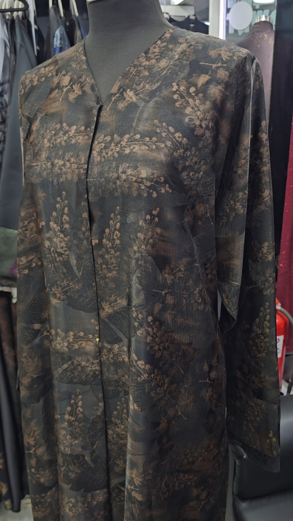 Brown print abaya