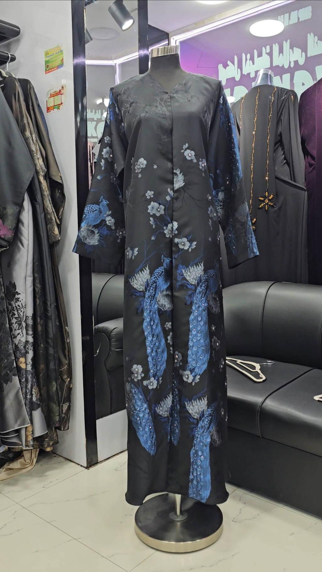 Peacock print abaya