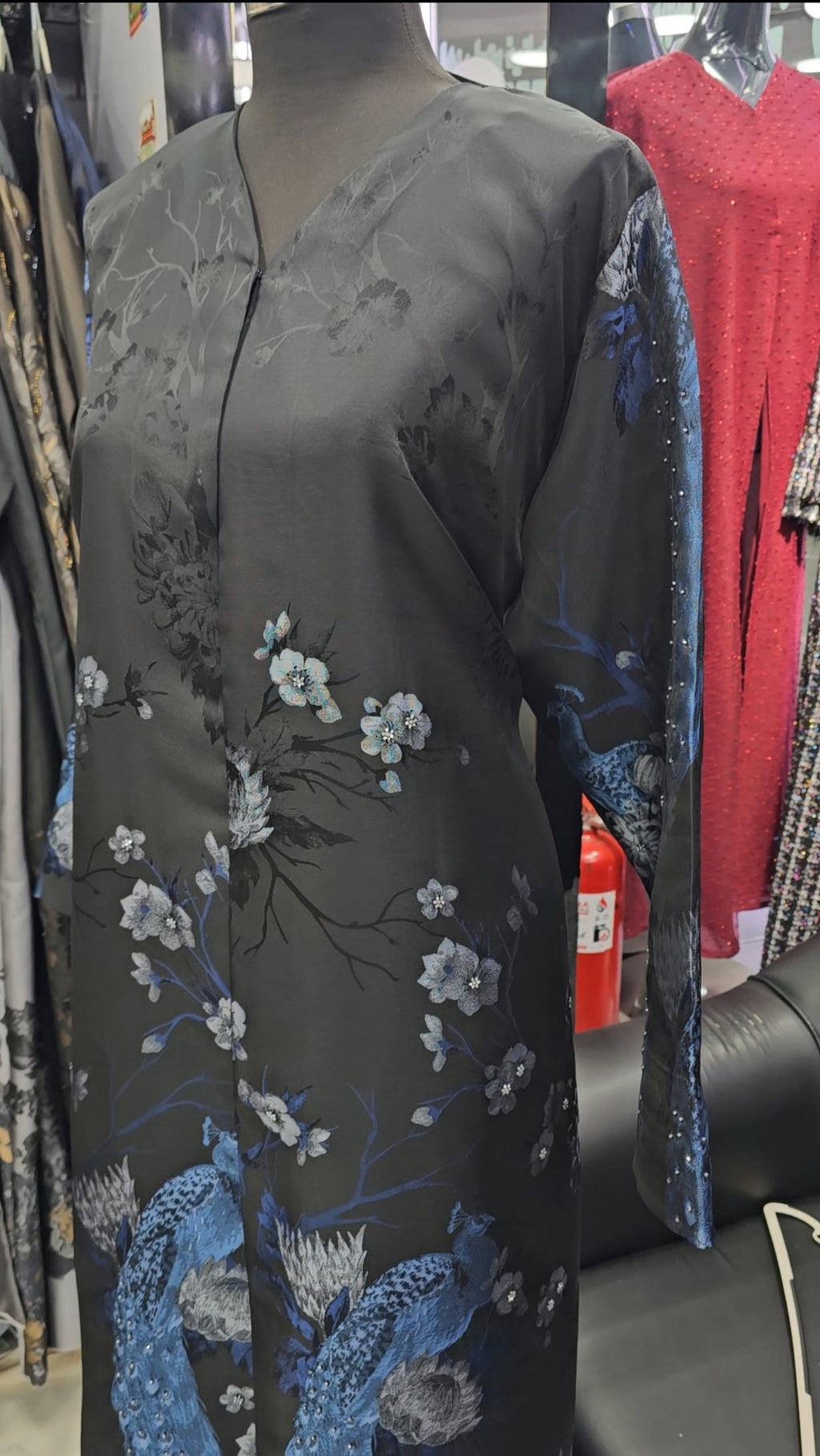 Peacock print abaya