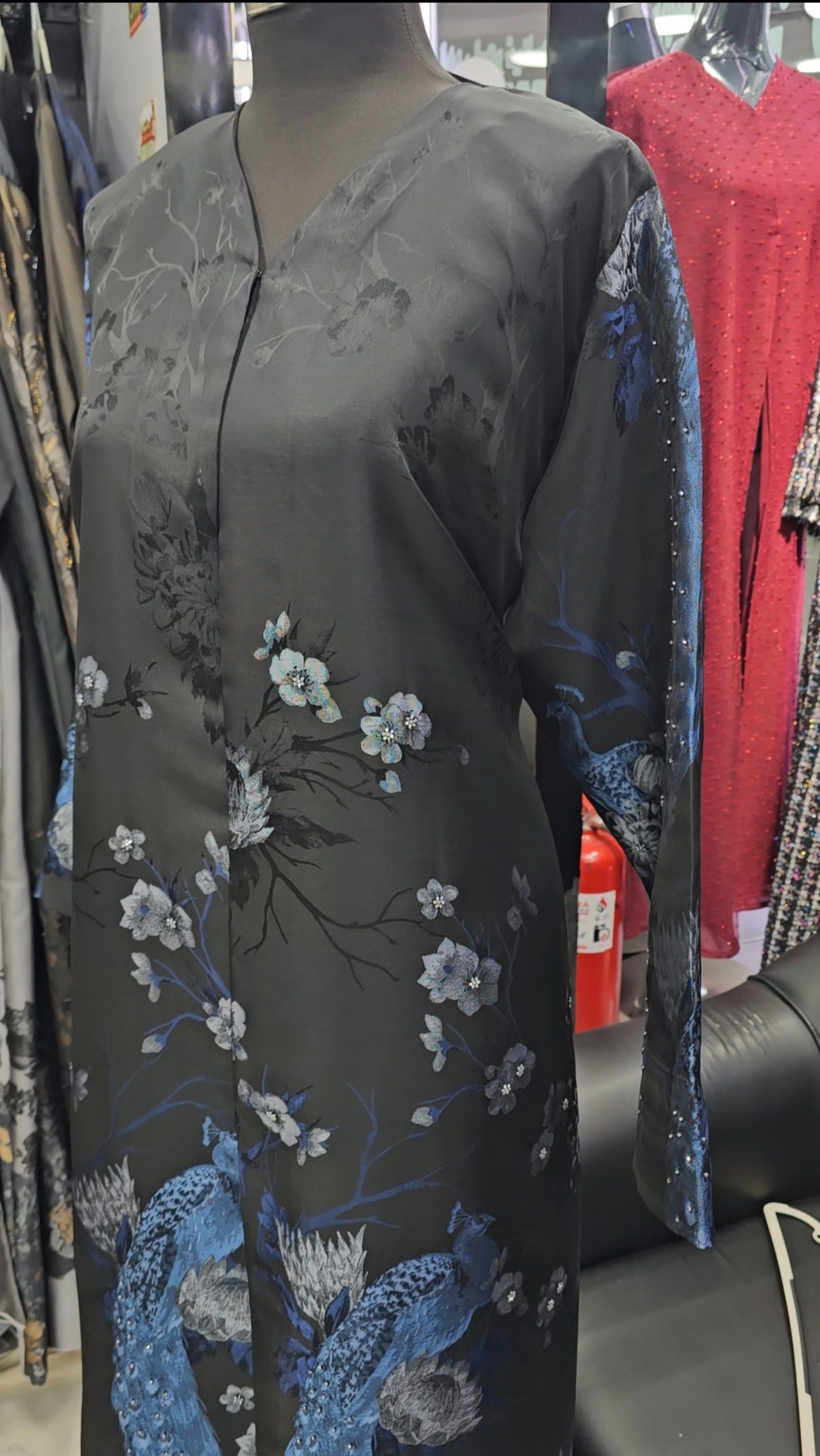 Peacock print abaya