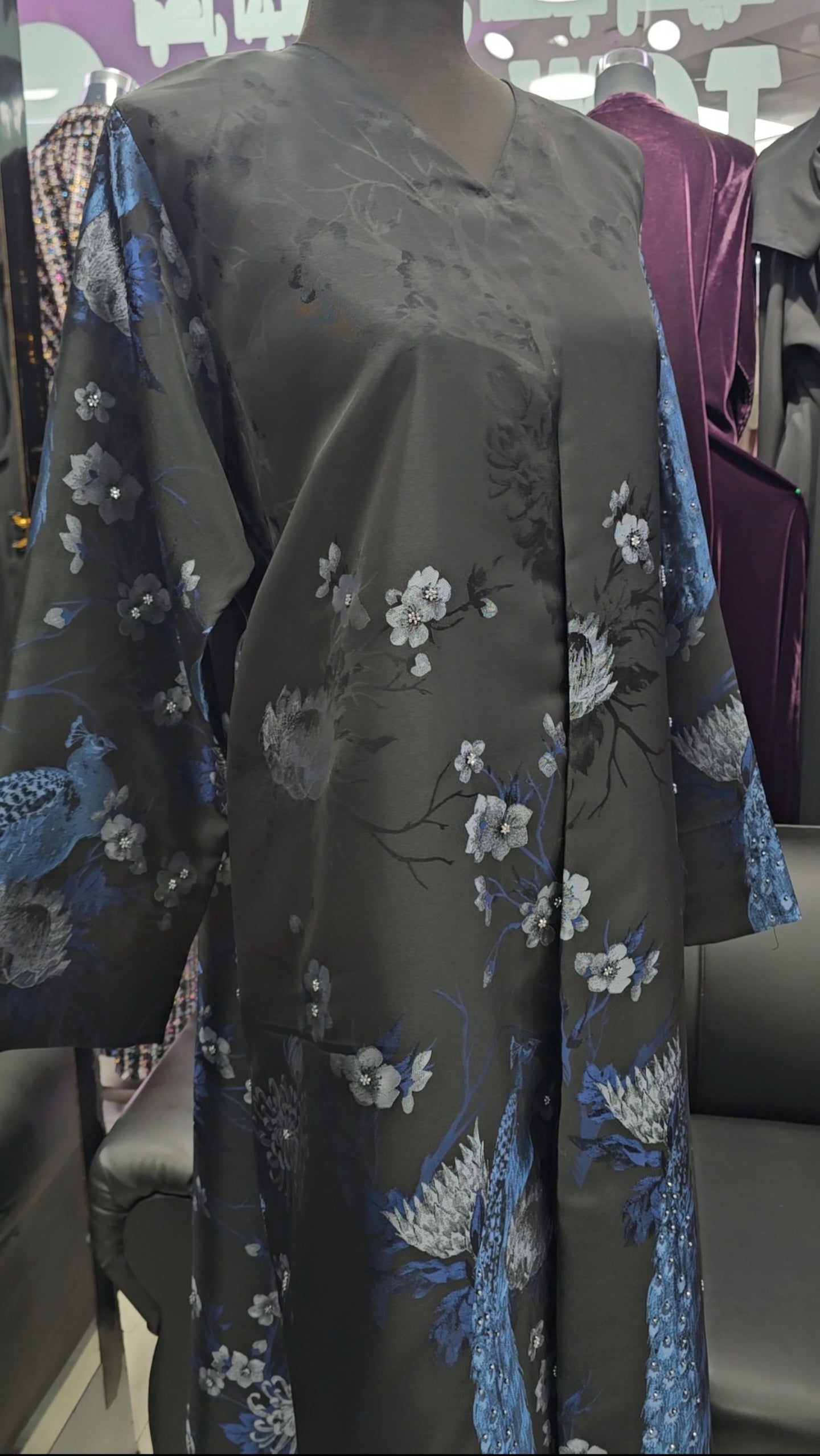 Peacock print abaya