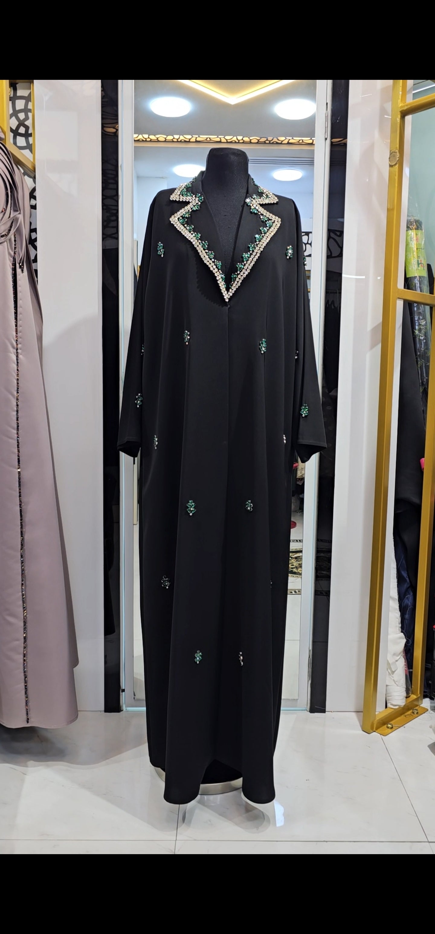 Green beaded abaya