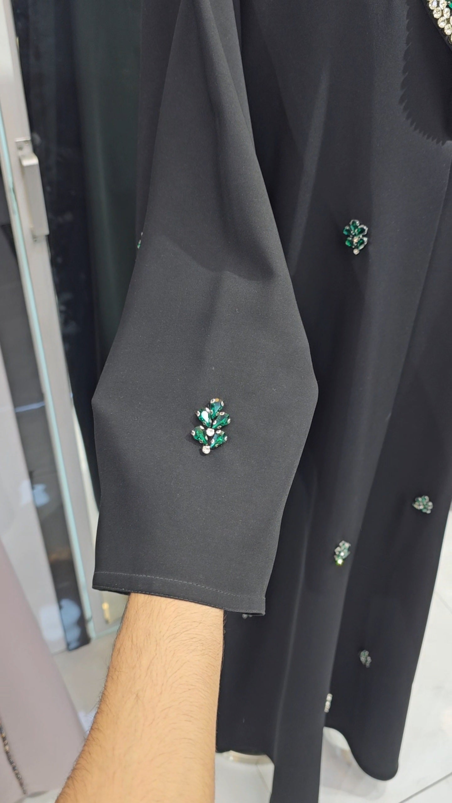 Green beaded abaya