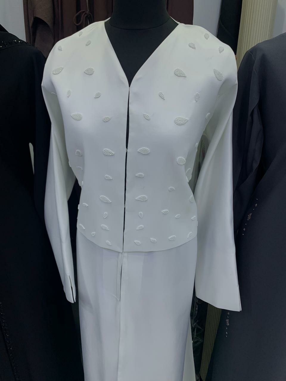 White two piece abaya