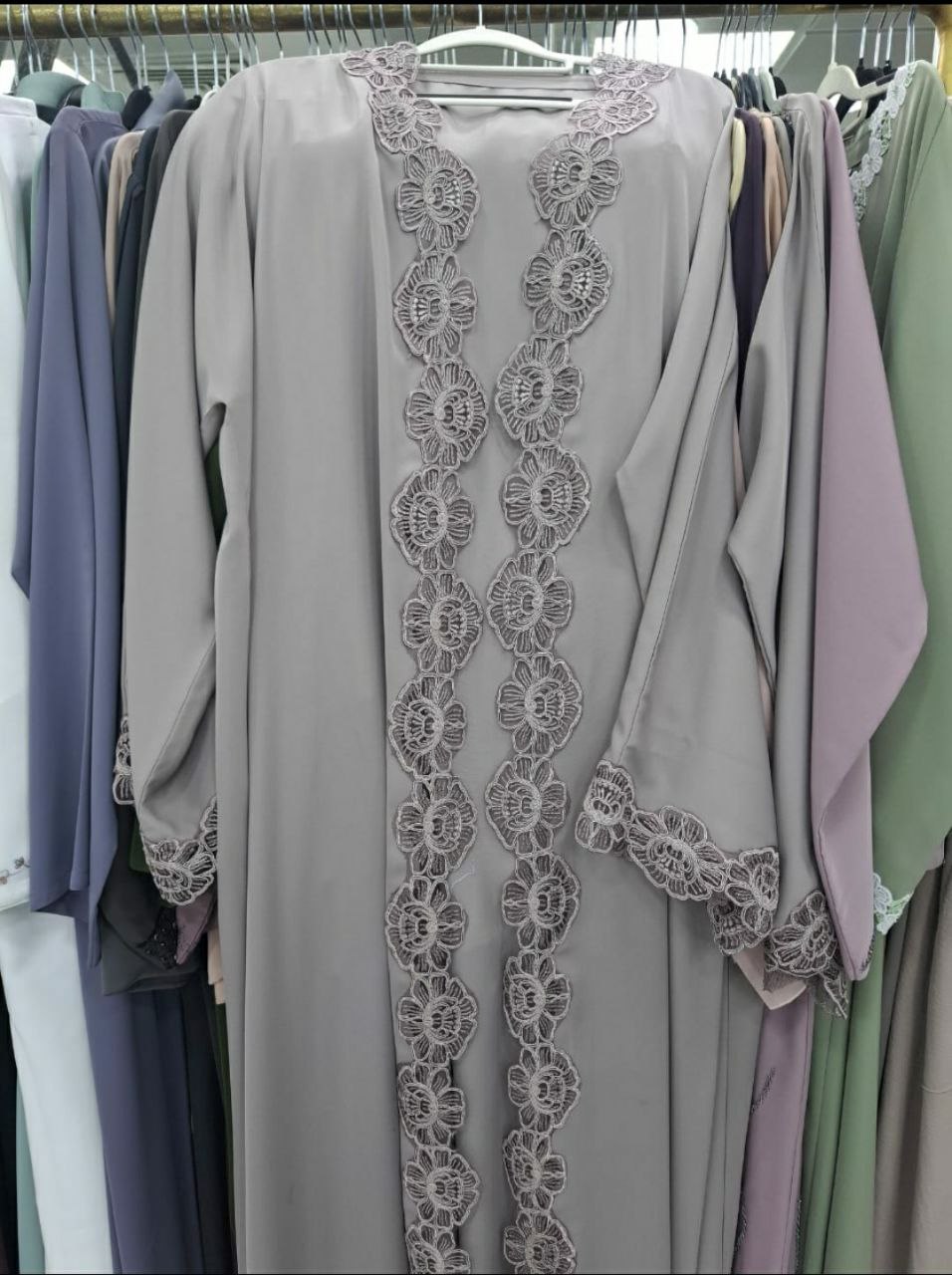 Beige floral cut Abaya